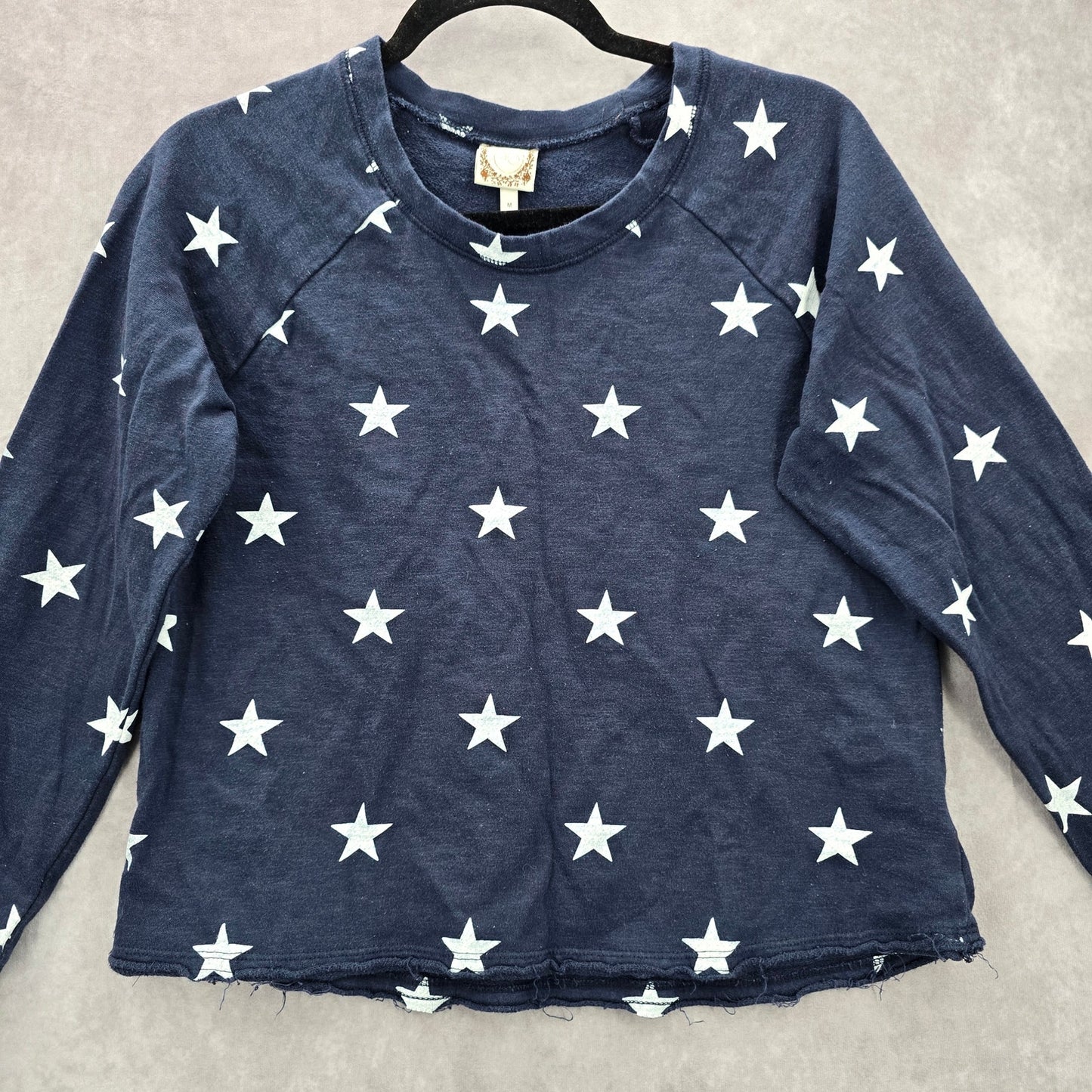 TruSelf Navy Blue Silver Star Long Sleeve Sweater Cotton Cardigan Top Medium