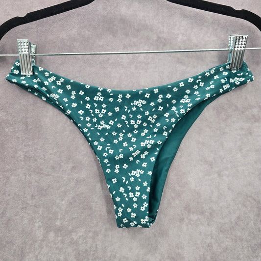 Shein Green Floral Print Bikini Bottom Swimwear Small