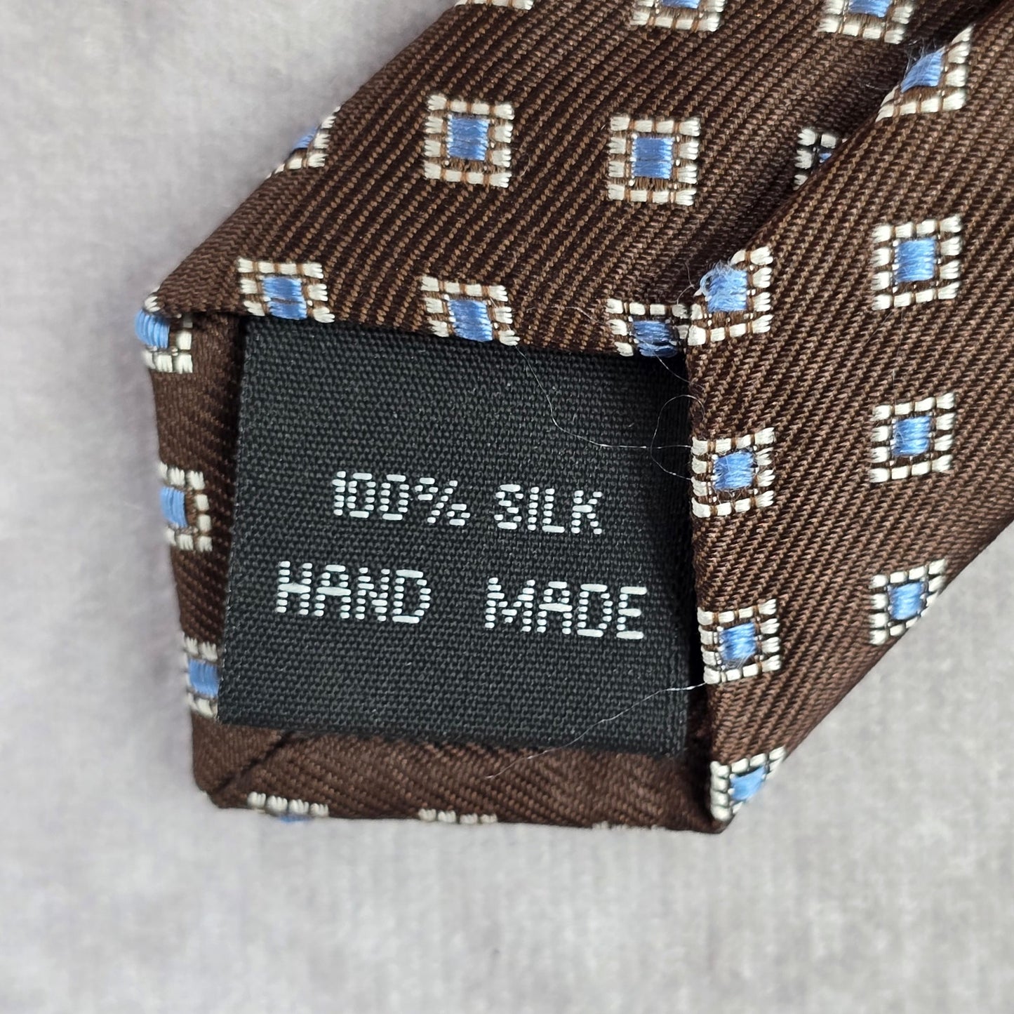 Beau Brummel Brown Diamond Polka Dot Geometric Executive Silk Neck Tie Men's