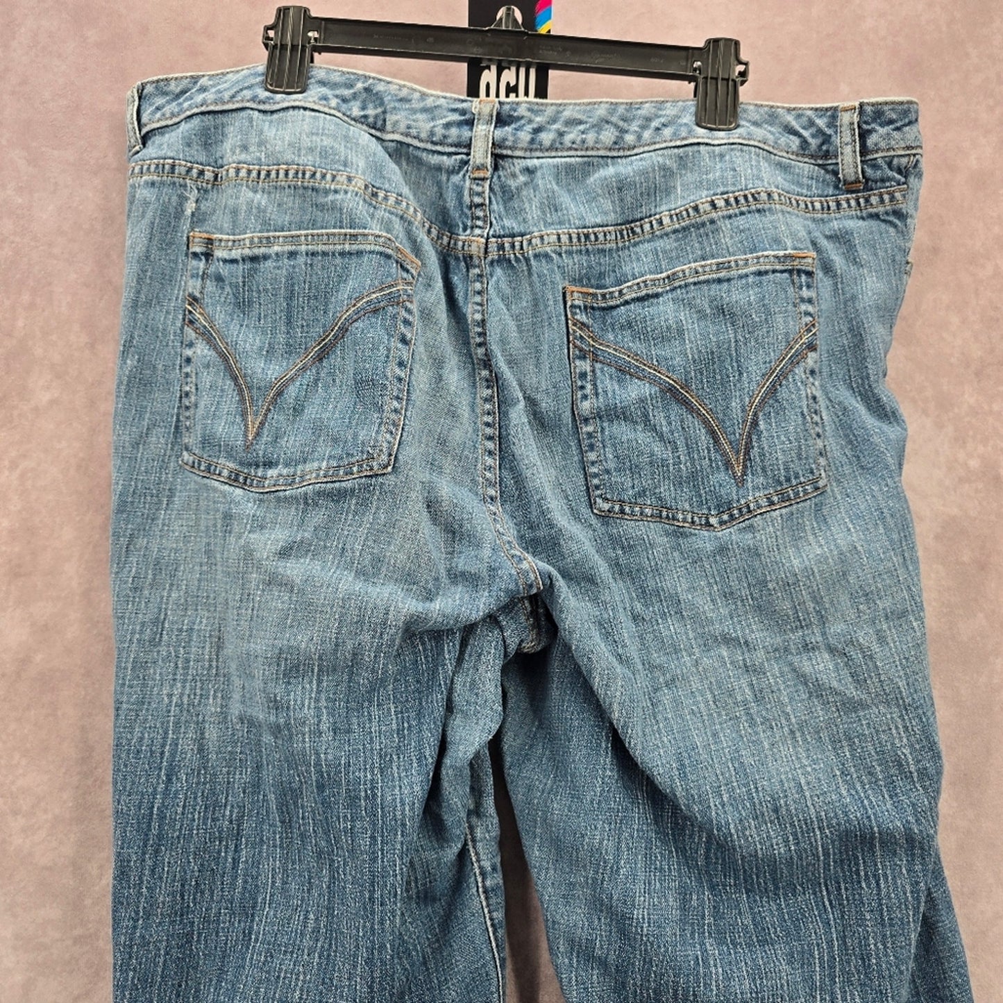 056. Venezia Bootcut Blue Stretch Straight Denim Wide Leg Pants Jeans 6