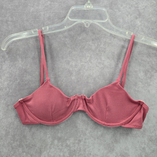 Shein Pink Ribbed Padded Underwire Adjustable Strap Bikini Top Swimwear Small