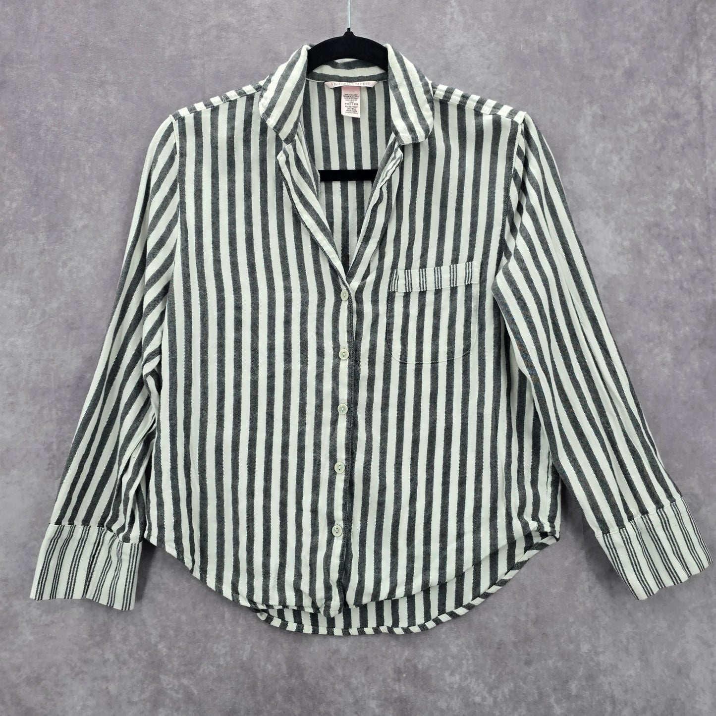 Victoria Secrets Gray White Striped Top Pant Pajama Set Extra Small XS