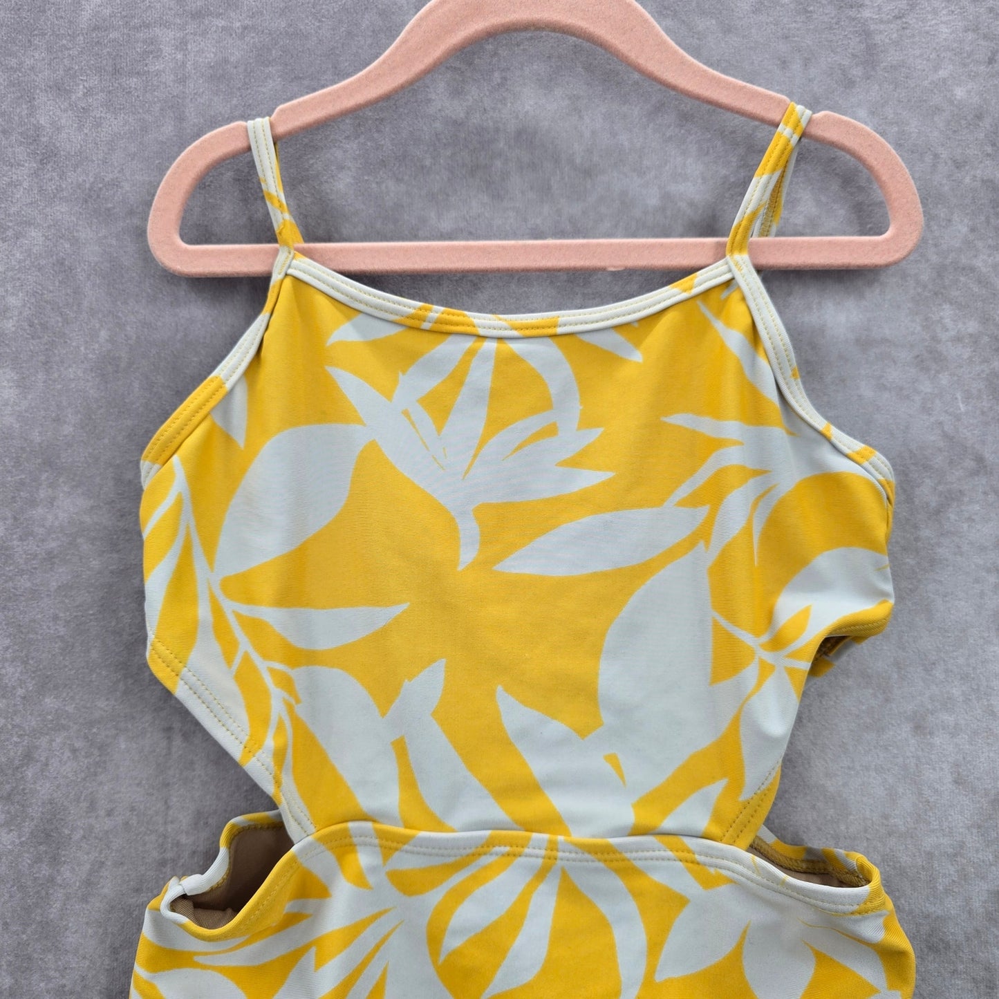 Old Navy Yellow Floral One Piece Cutout Swimsuit Girls Toddler 2T