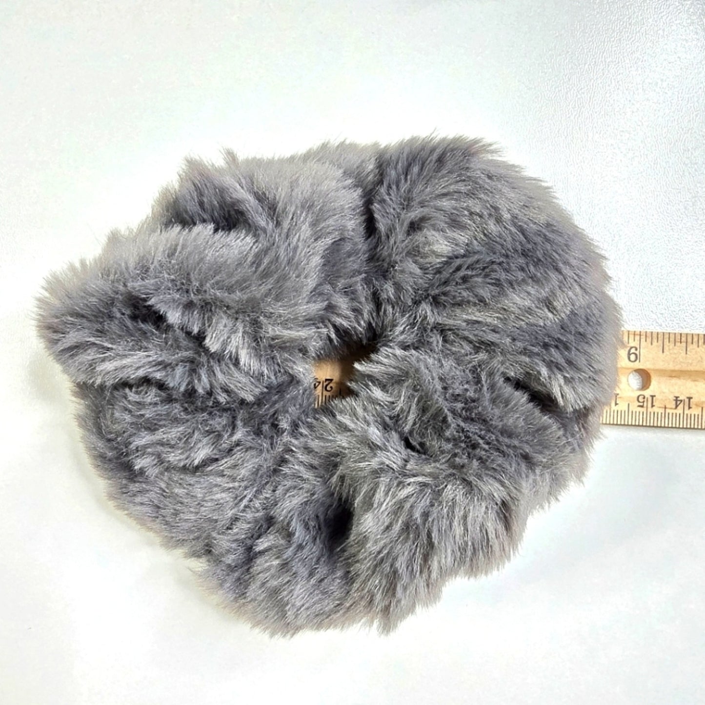 Gray Fuzzy Accessorie Scrunchie Hair Tie Hair Band Elastic Stretch Handmade SB26