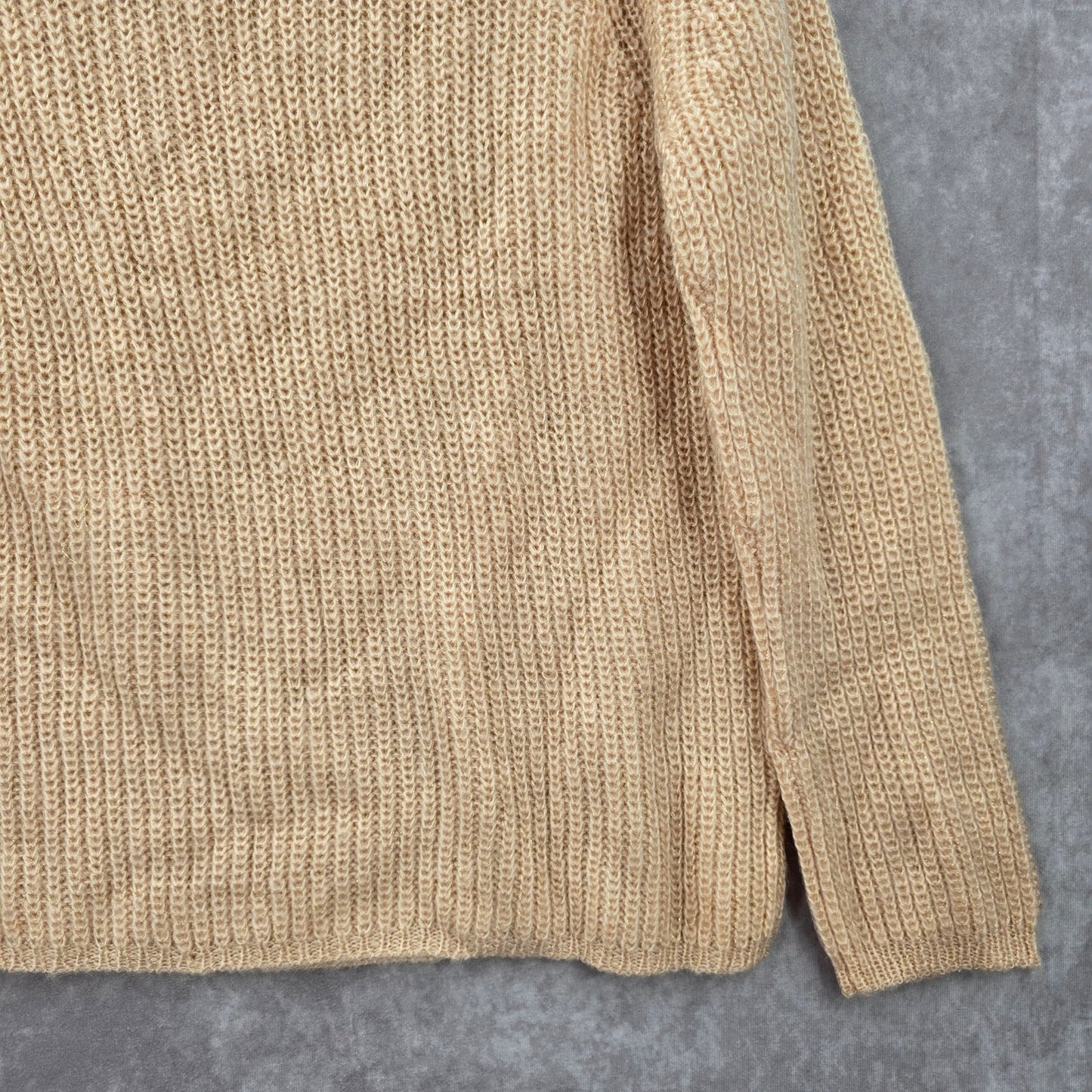 Pink Knit Gold Metallic Long Sleeve Pullover Cardigan Sweater Medium