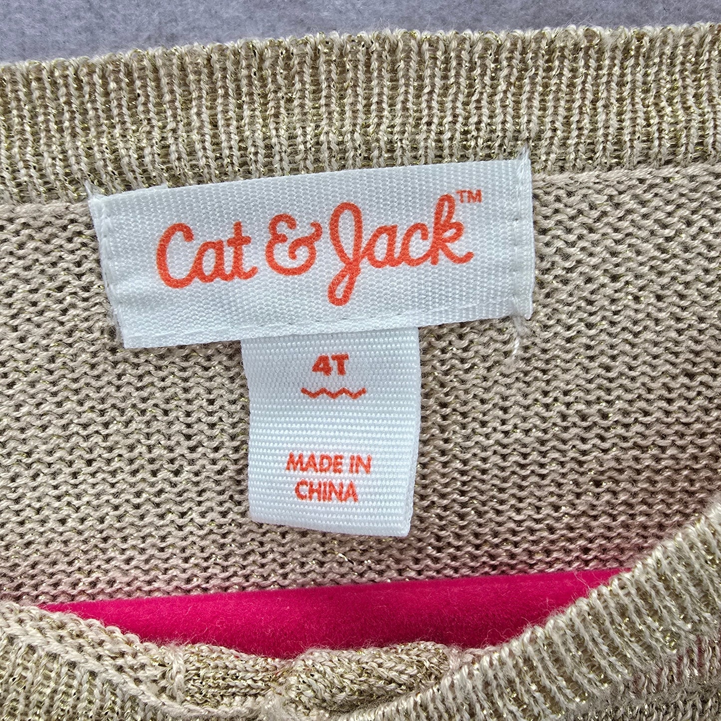 Cat & Jack Gold Metallic Button Ruffle Cardigan Holiday Sweater Girls Toddler 4T