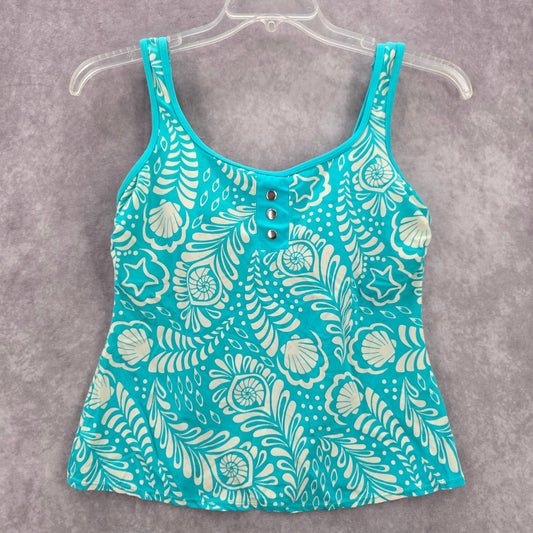 Kim Rogers Blue Floral Padded Swimwear Tankini Tank Top Medium M