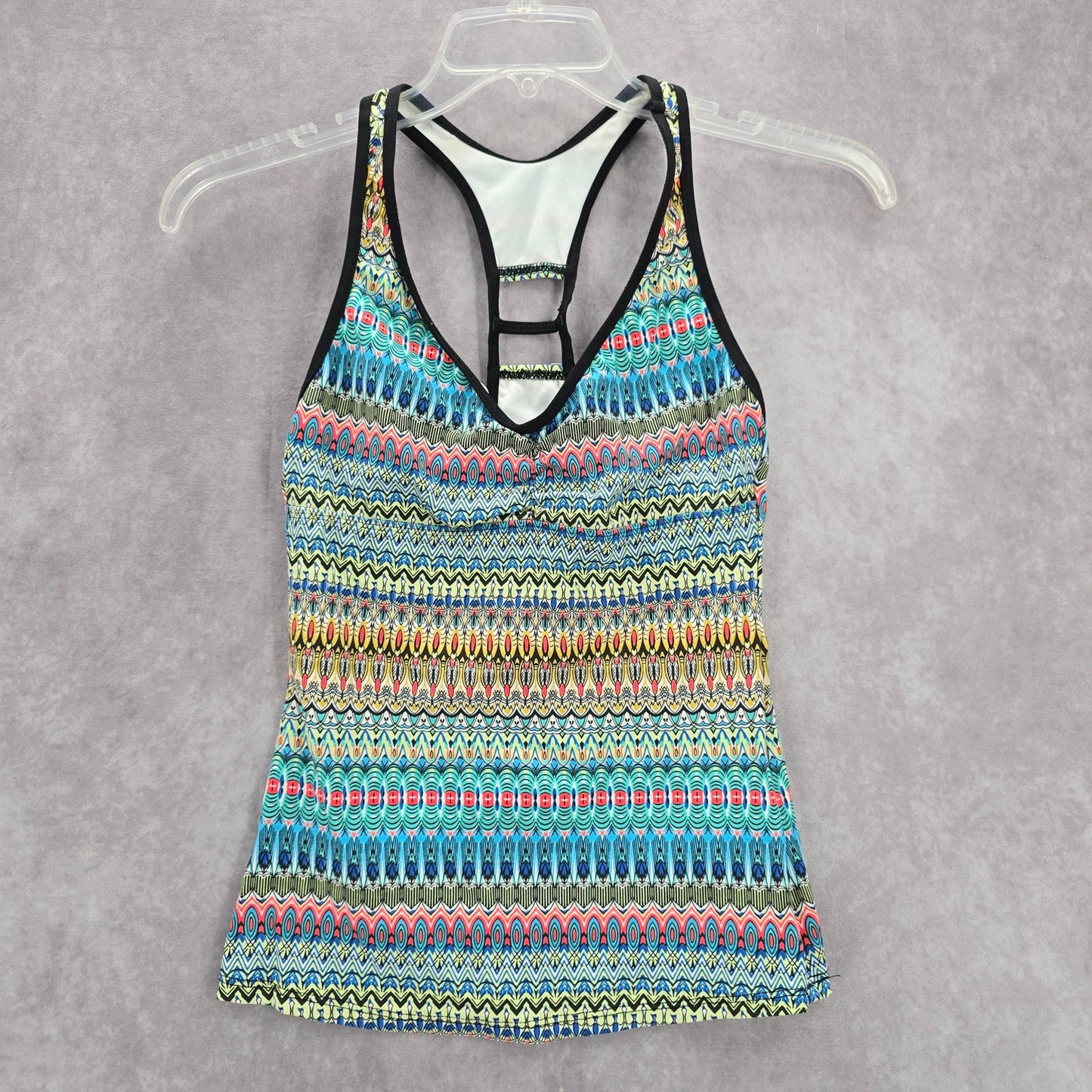 N by Next Blue Print Racerback Padded Swimwear Tankini Tank Top Small 32 B/C