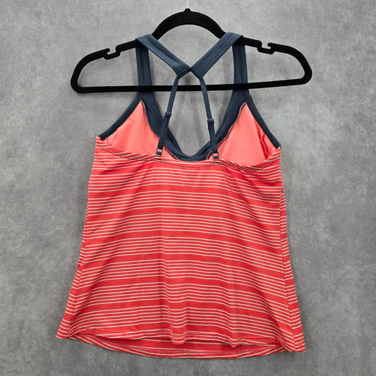 Nike Orange Gray Stripe Adjustable Padded Tank Top Activewear Shirt Medium