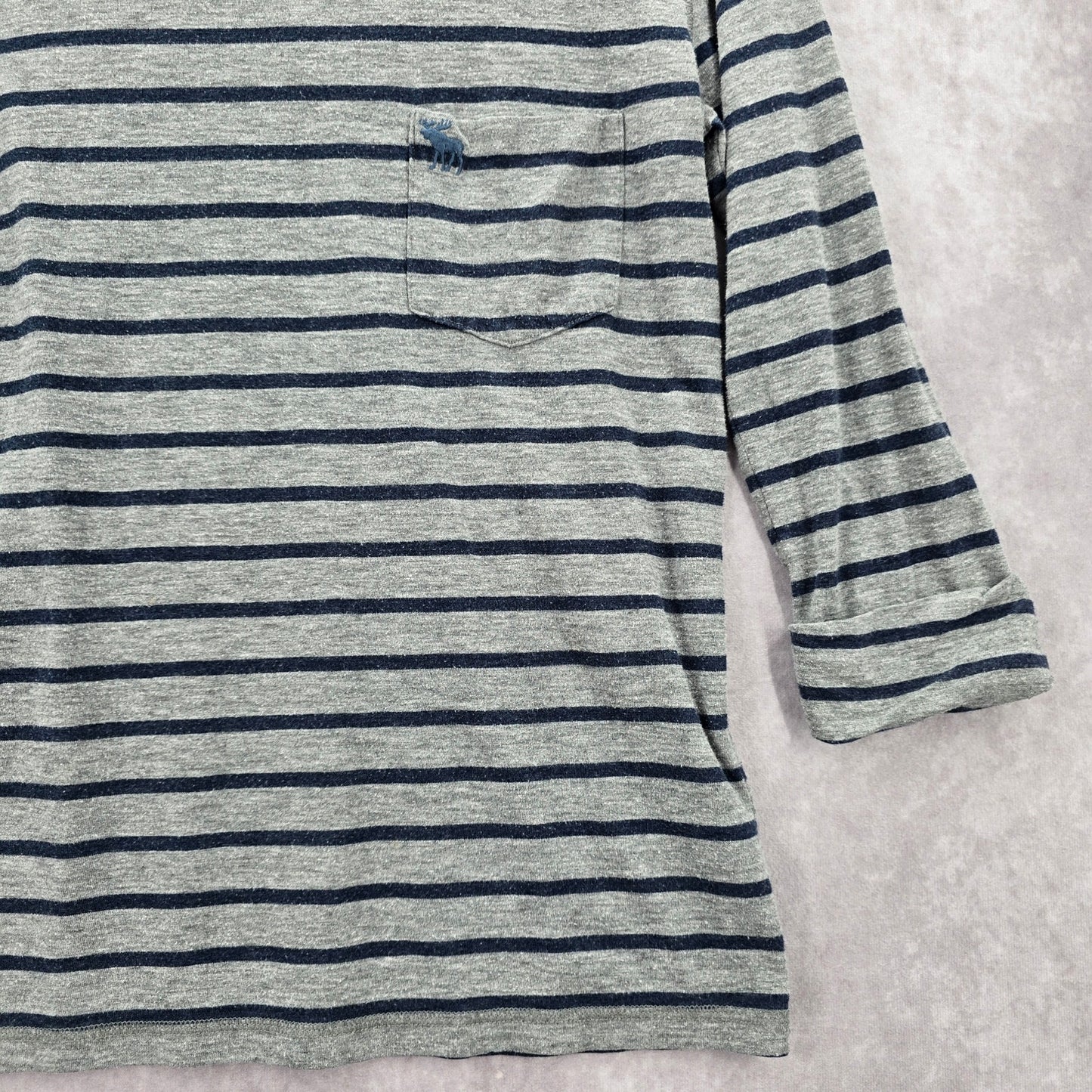 Abercrombie & Fitch Gray Blue Stripe Cotton Casual Blouse Top Extra Small XS