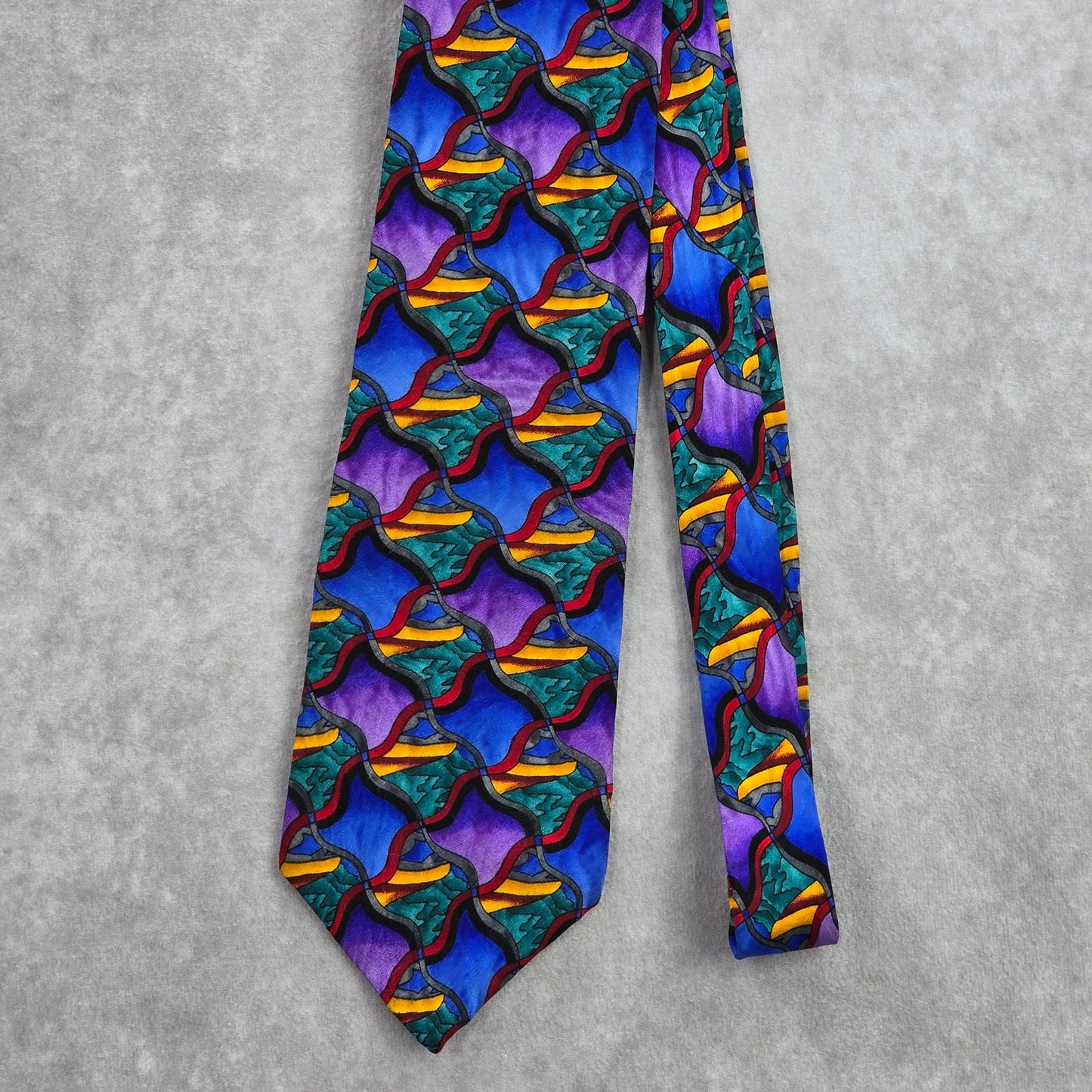 J. Garcia Purple Swirl Geometric Abstract Silk Neck Tie Men's