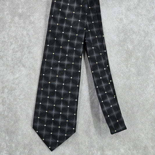 Van Heusen Black Geometric Star Stain Resistant Executive 100% Silk Men Neck Tie