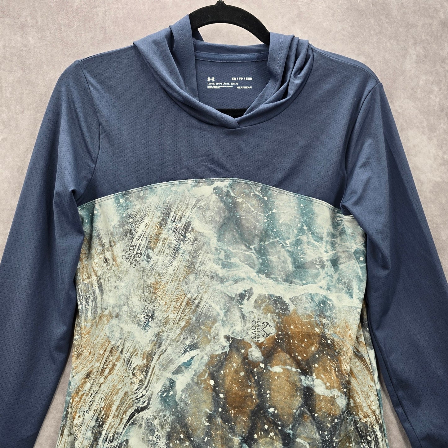 Under Armour Blue Loose Heatgear Long Sleeve Hoodie Activewear Top Shirt XS
