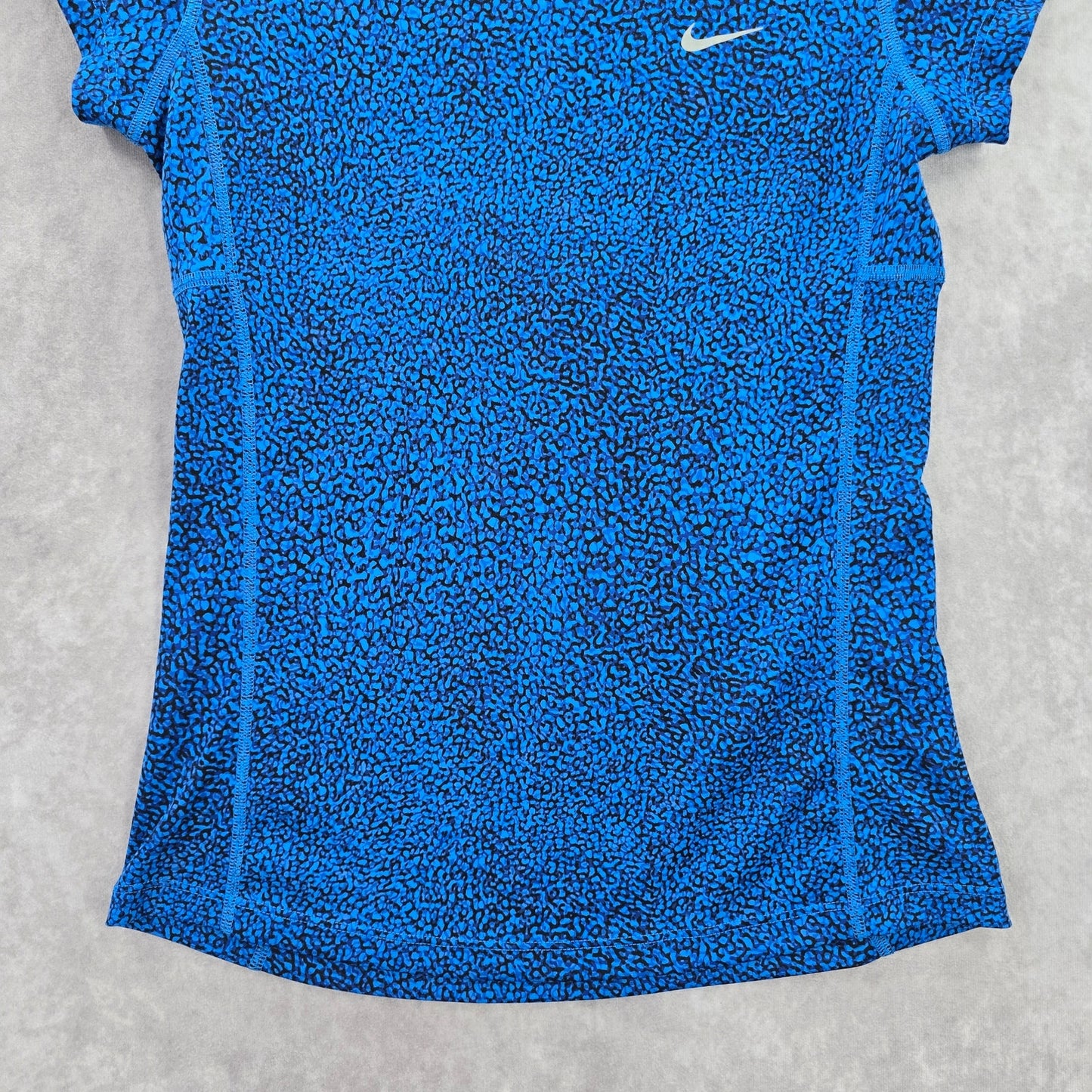 Nike Di Fit Blue Black Print Short Sleeve Active Running Tshirt XS Extra Small