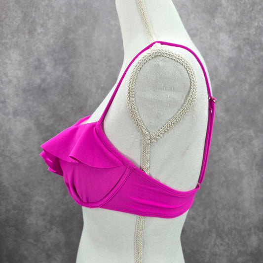 Xhilaration Pink Ruffle Padded Adjustable Wired Bikini Top Swimwear Medium