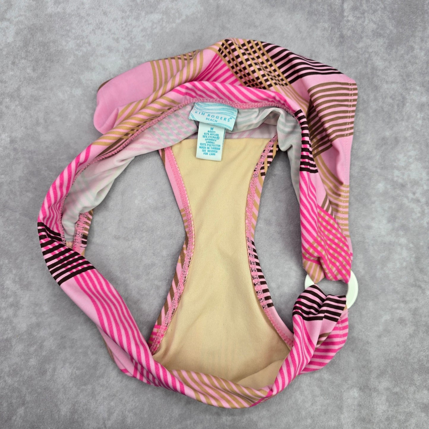 Kim Rogers Pink Brown Stripe Medium Bikini Bottom Swimwear
