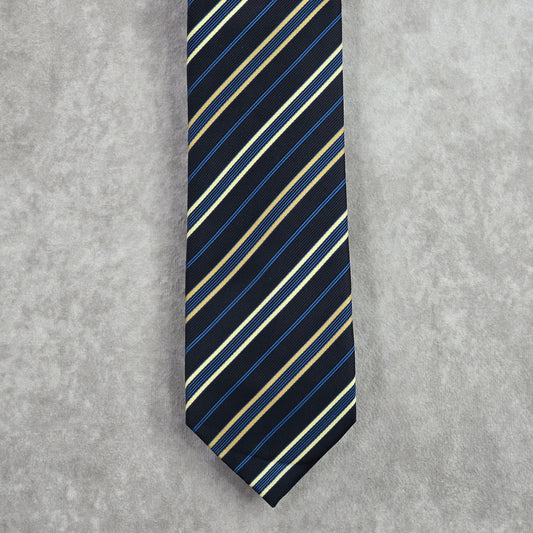 Chereskin Blue Gold Stripe Geometric Repp Executive Neck Tie Men's