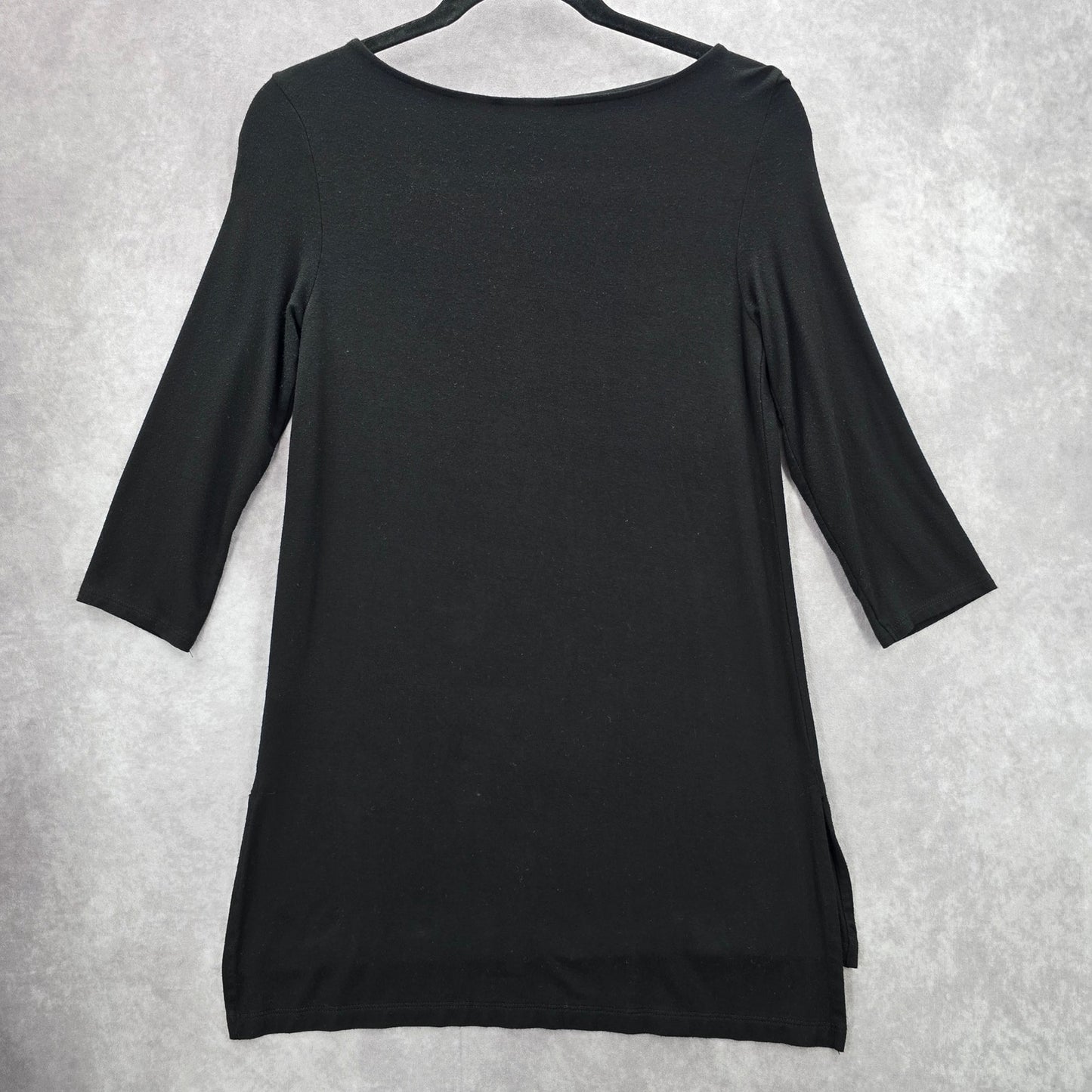 Willi Smith Black Long Slit Stretch Goth Blouse Retro Top Extra Small XS