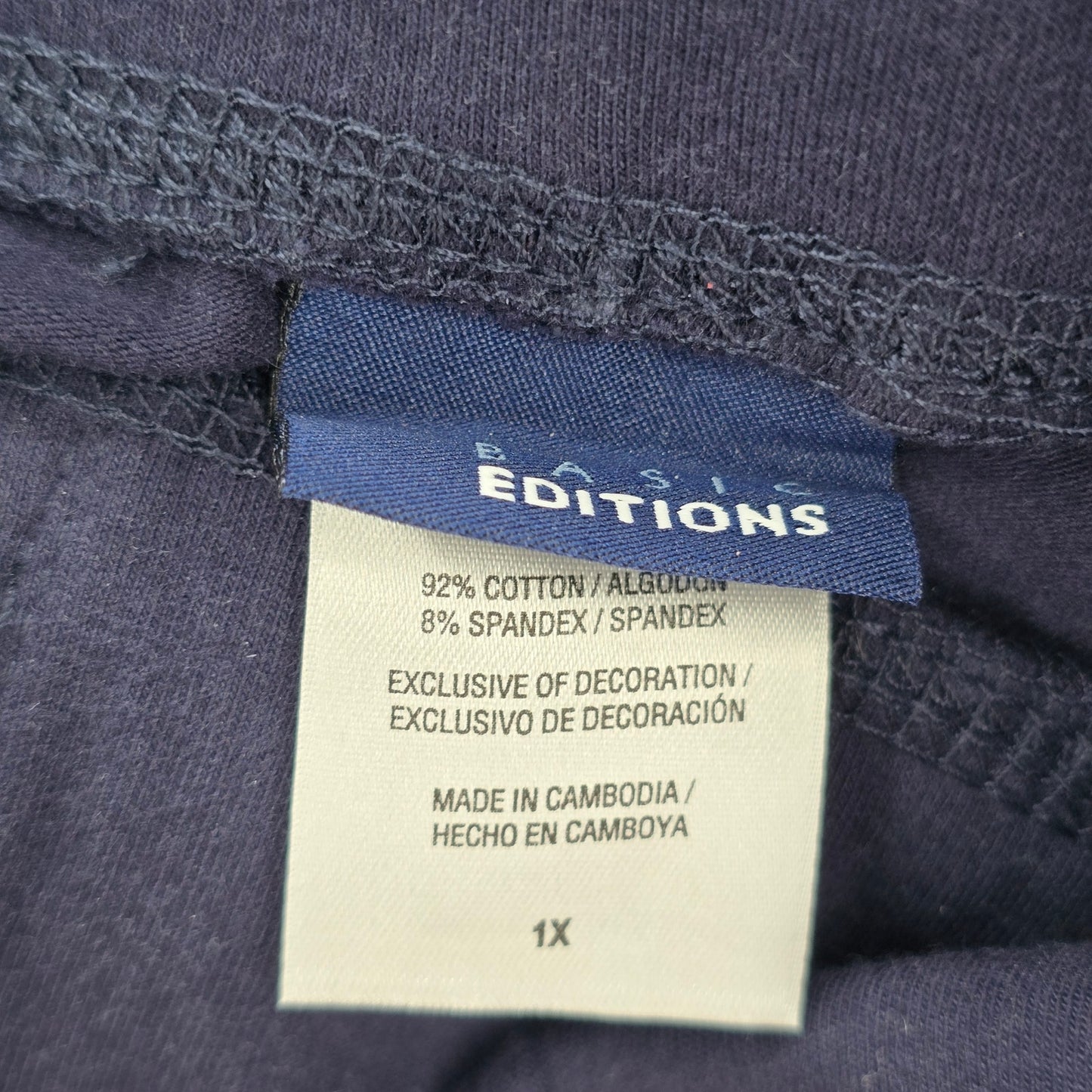 Basic Editions Navy Blue Mini Short Cotton Skirt Plus 1X