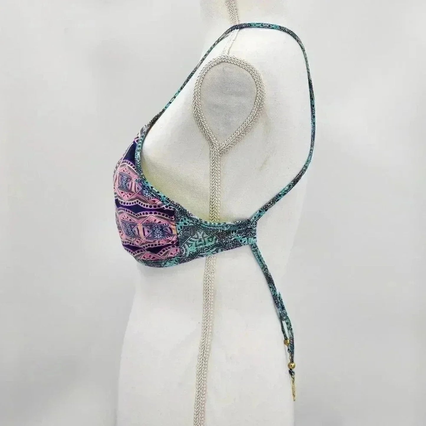 Jessica Simpson Bikini Top Swimwear Swim Suit Top Blue Green Padded Bra Small