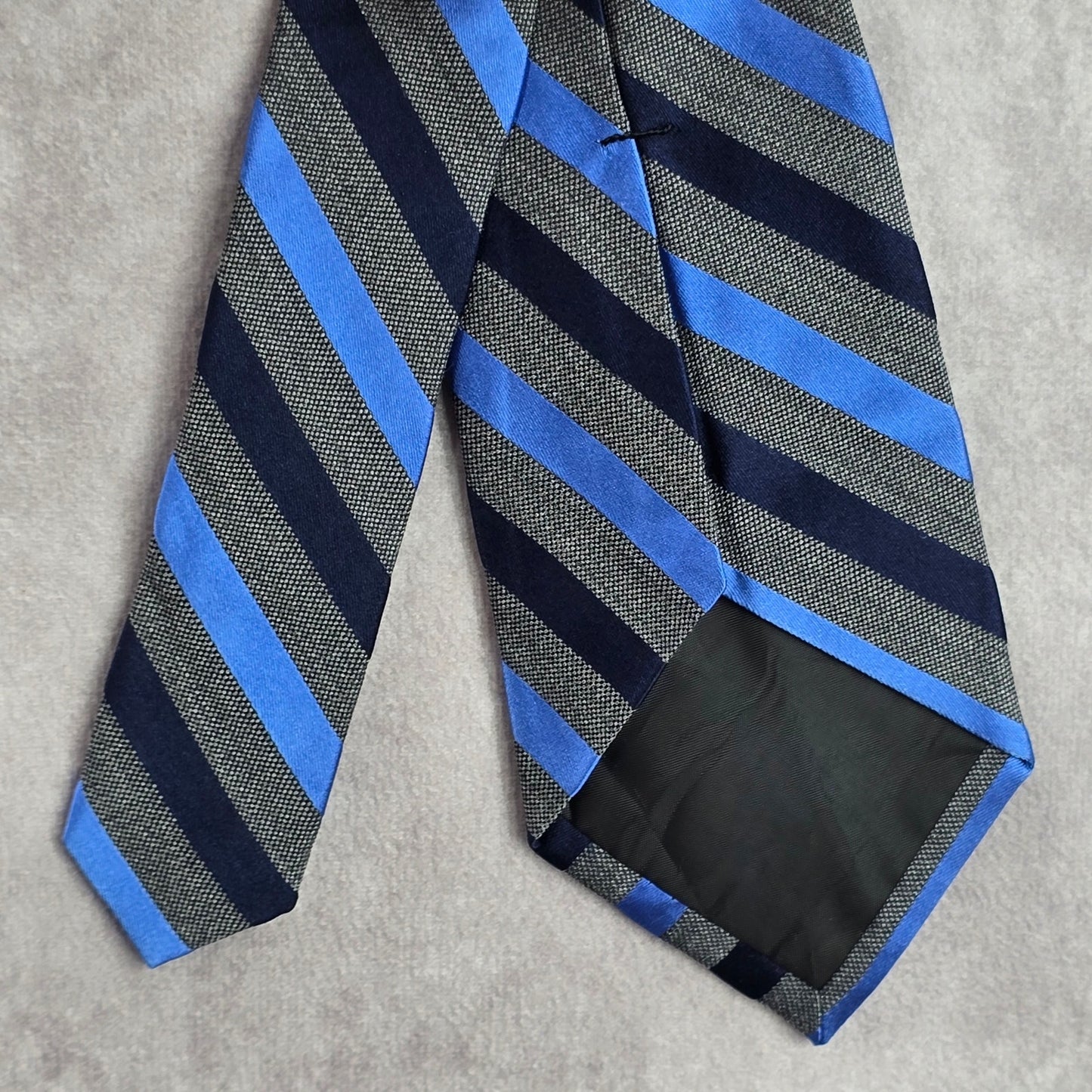 Croft & Barrow Gray Blue Stripe Repp Geometric Silk Viscose Neck Tie Men's