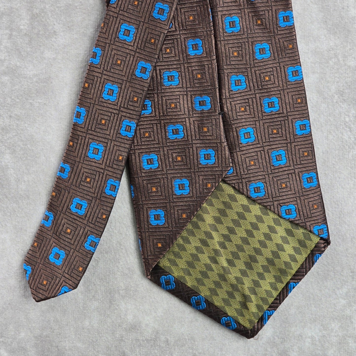 Carlo Palazzi Brown Blue Floral Geometric 100% Italian Silk Men's Neck Tie NWOT