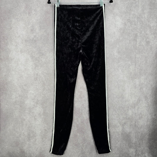 No Comment Black Skinny Velour Pullon Stripe Legging Bottoms Pants S Small