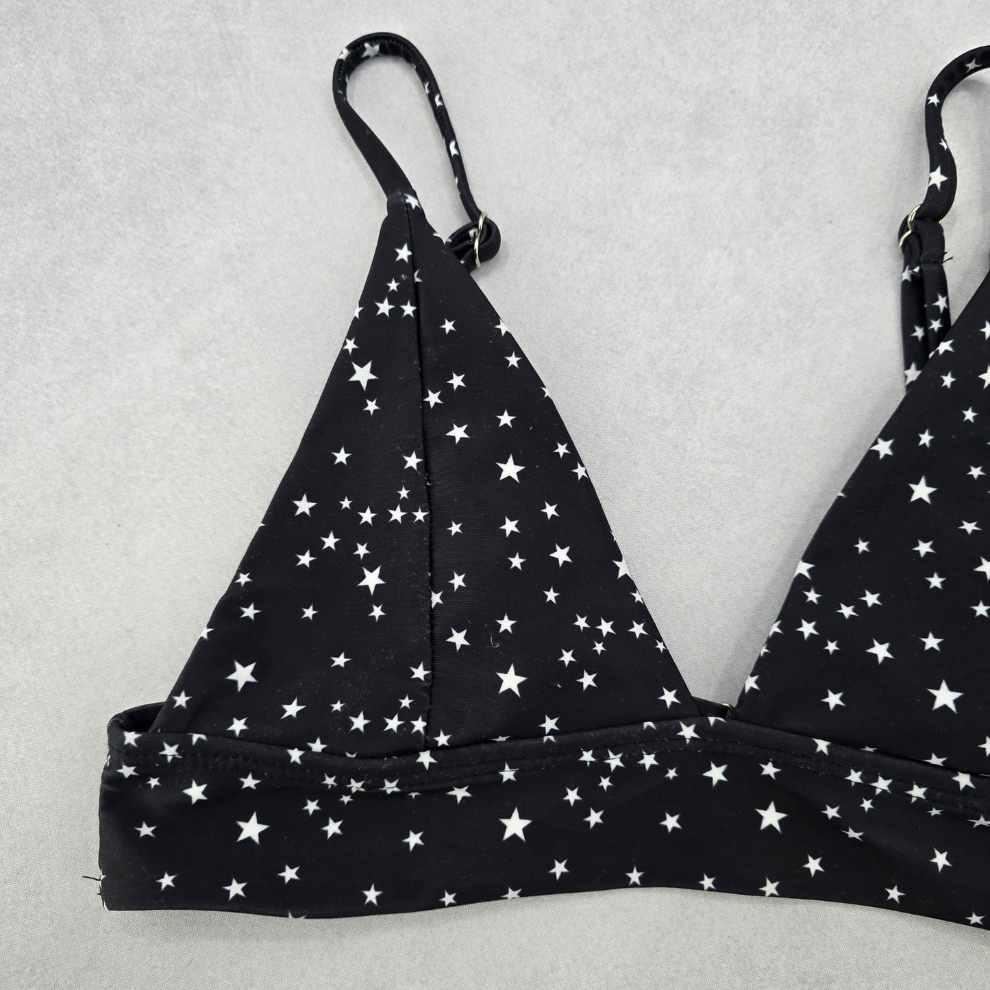 Black White Stars Active Sports Beach Bra Bikini Bralette Swim Top S Small