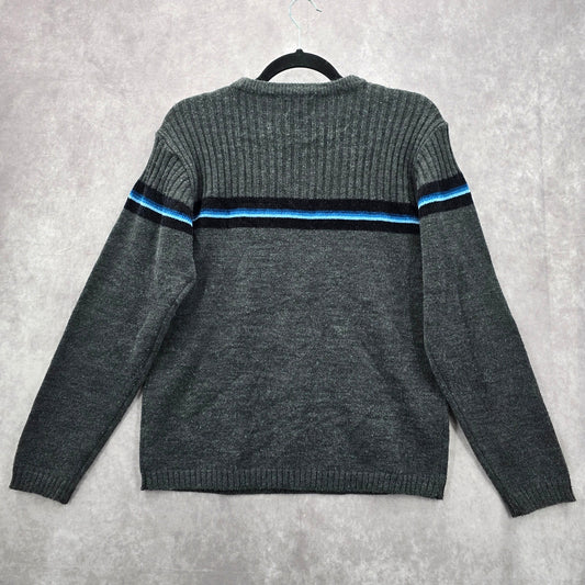 Arizona Gray Stripe Long Sleeve Sweater Cardigan Pullover Youth Boys Large