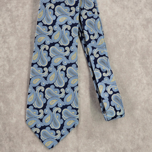 Tom James Executive Collection Blue Floral Paisley Executive Mens Silk Neck Tie