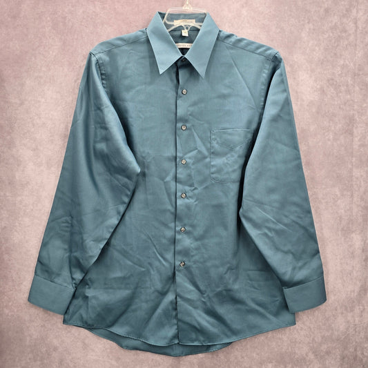 Geoffrey Beene Blue Mens Button Down Long Sleeve Preppy Dress Shirt Large