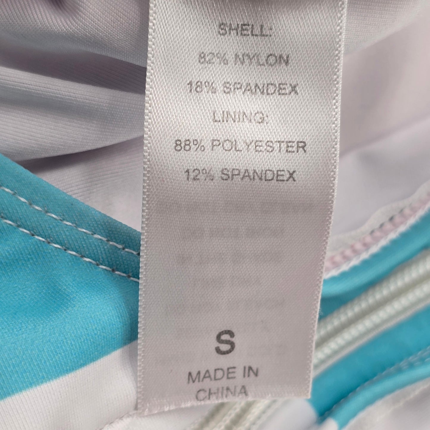 White Geometric Padded Racerback Zip Sports Bra Bikini Bralette Swim Top S Small