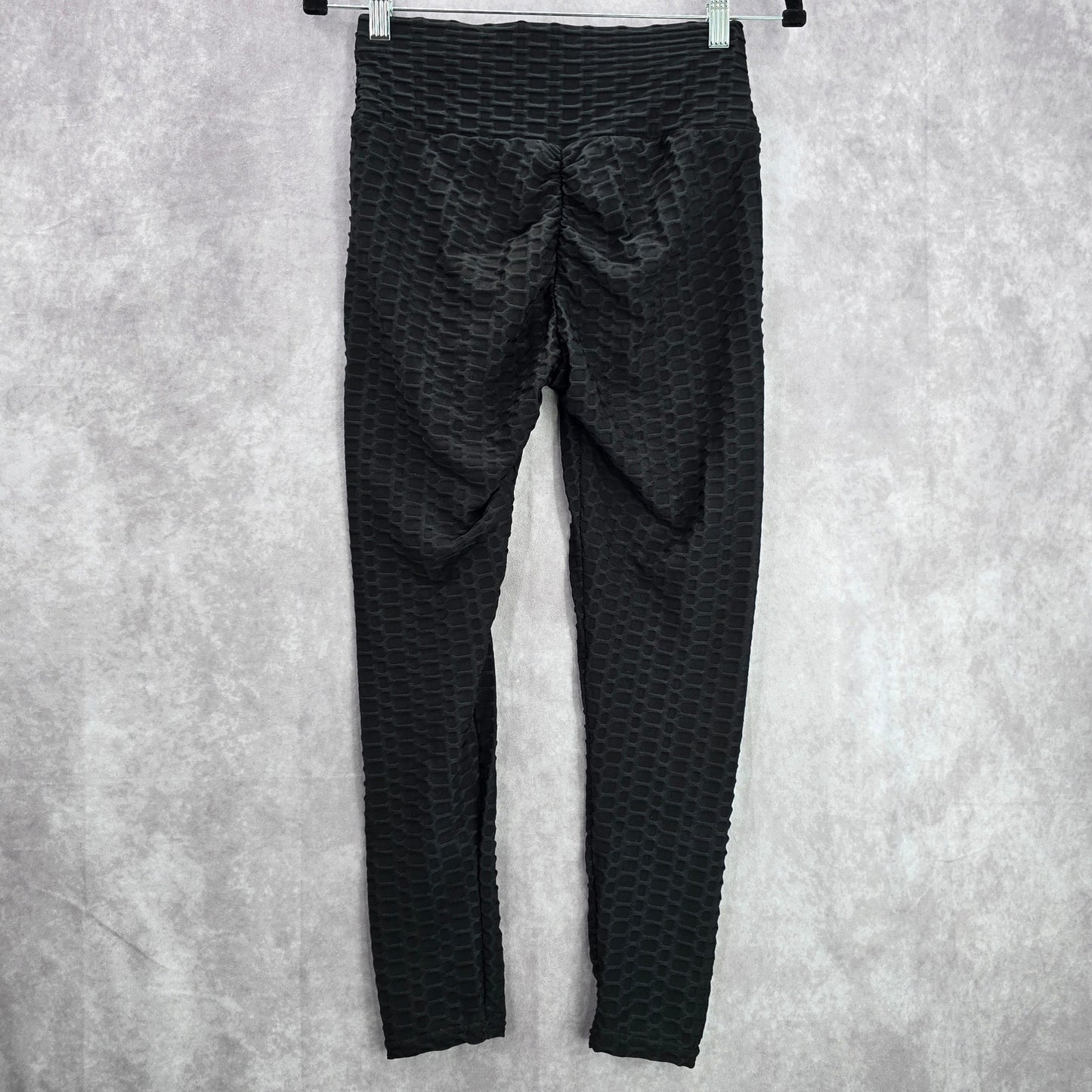Black Honeycomb Scrunch Activewear Legging Yoga Pants Bottoms Small