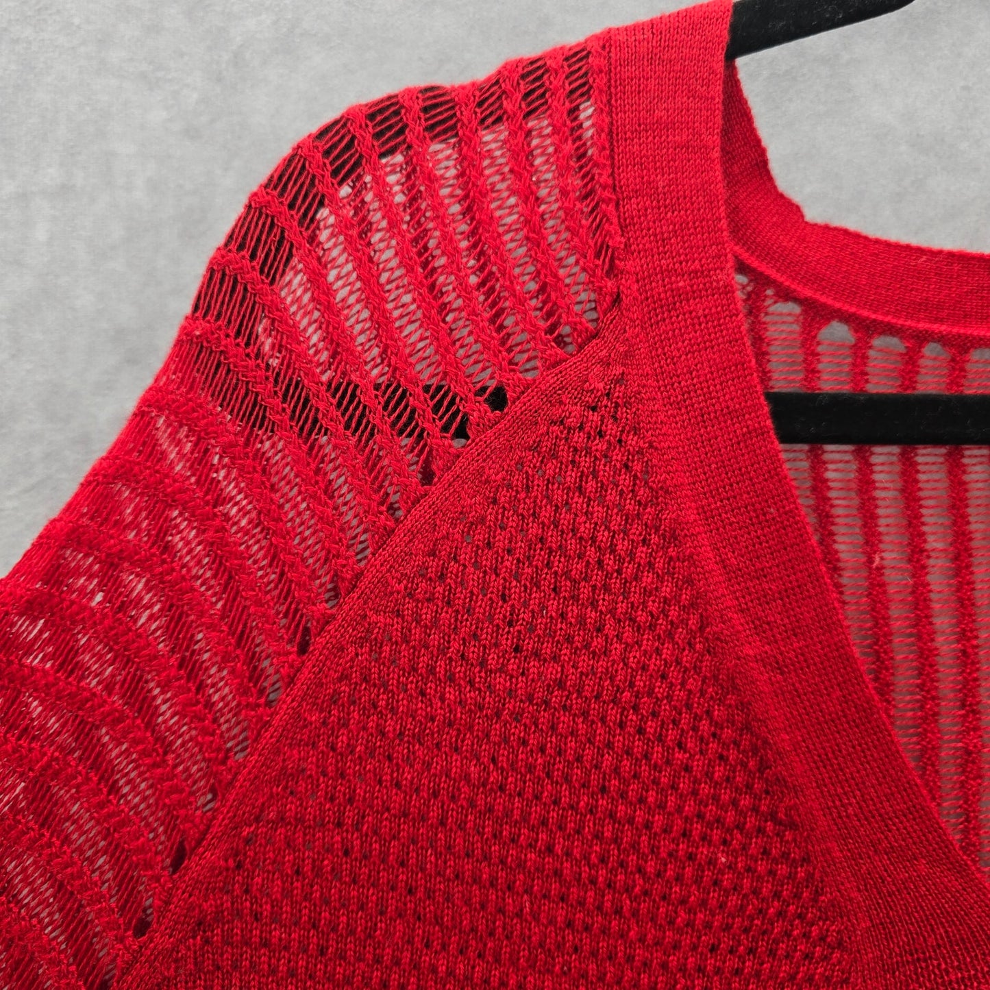 Eileen Fisher Red Merino Wool Mini Stitch Tunic Sweater Pullover XL Extra Large