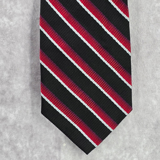 Alfani Black Red Stripe Men's Executive Corporate Neck Tie 100% Silk NWOT