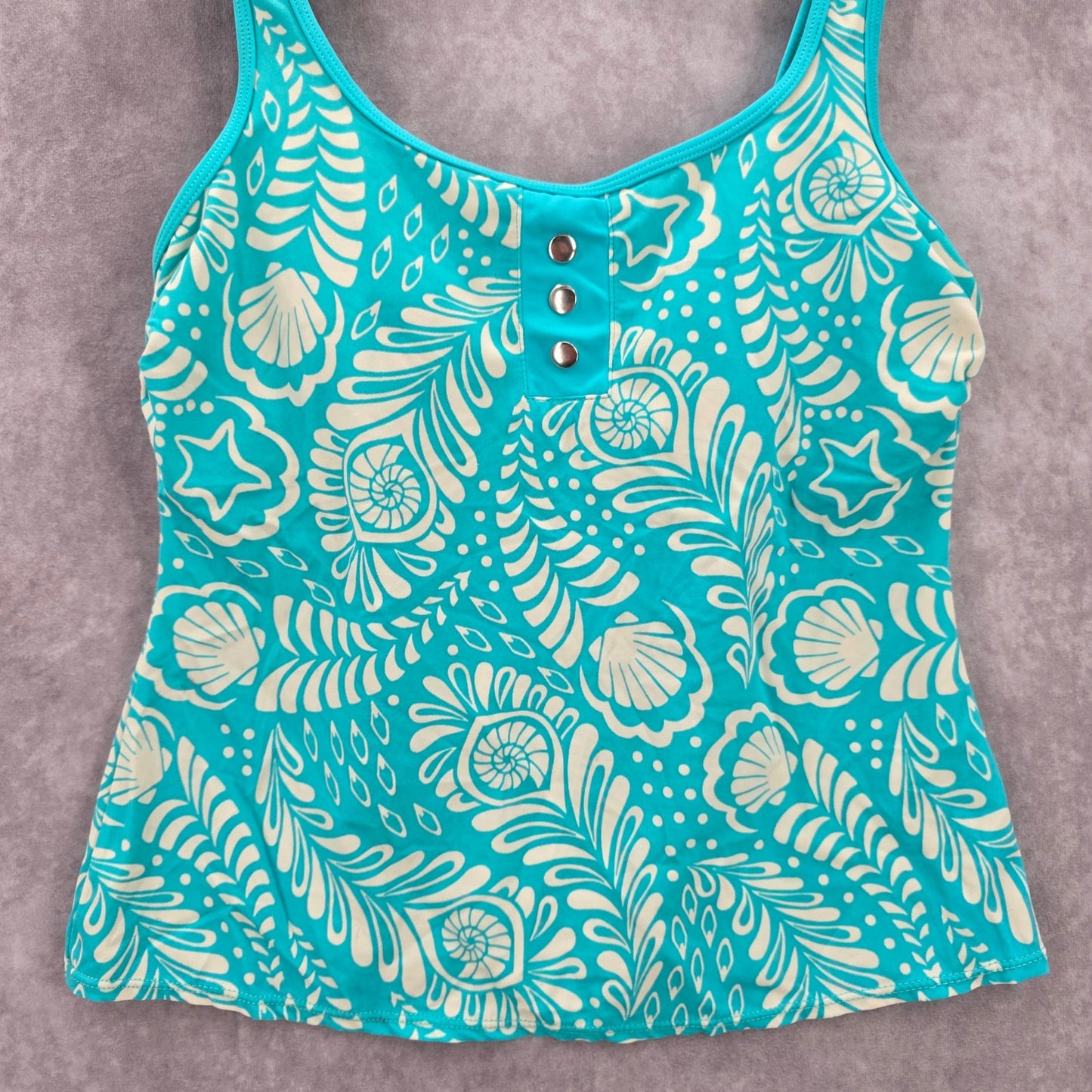 Kim Rogers Blue Floral Padded Swimwear Tankini Tank Top Medium M