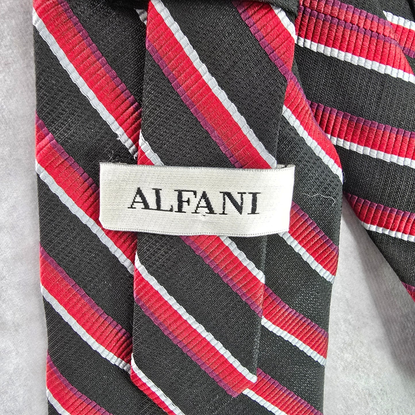 Alfani Black Red Stripe Men's Executive Corporate Neck Tie 100% Silk NWOT