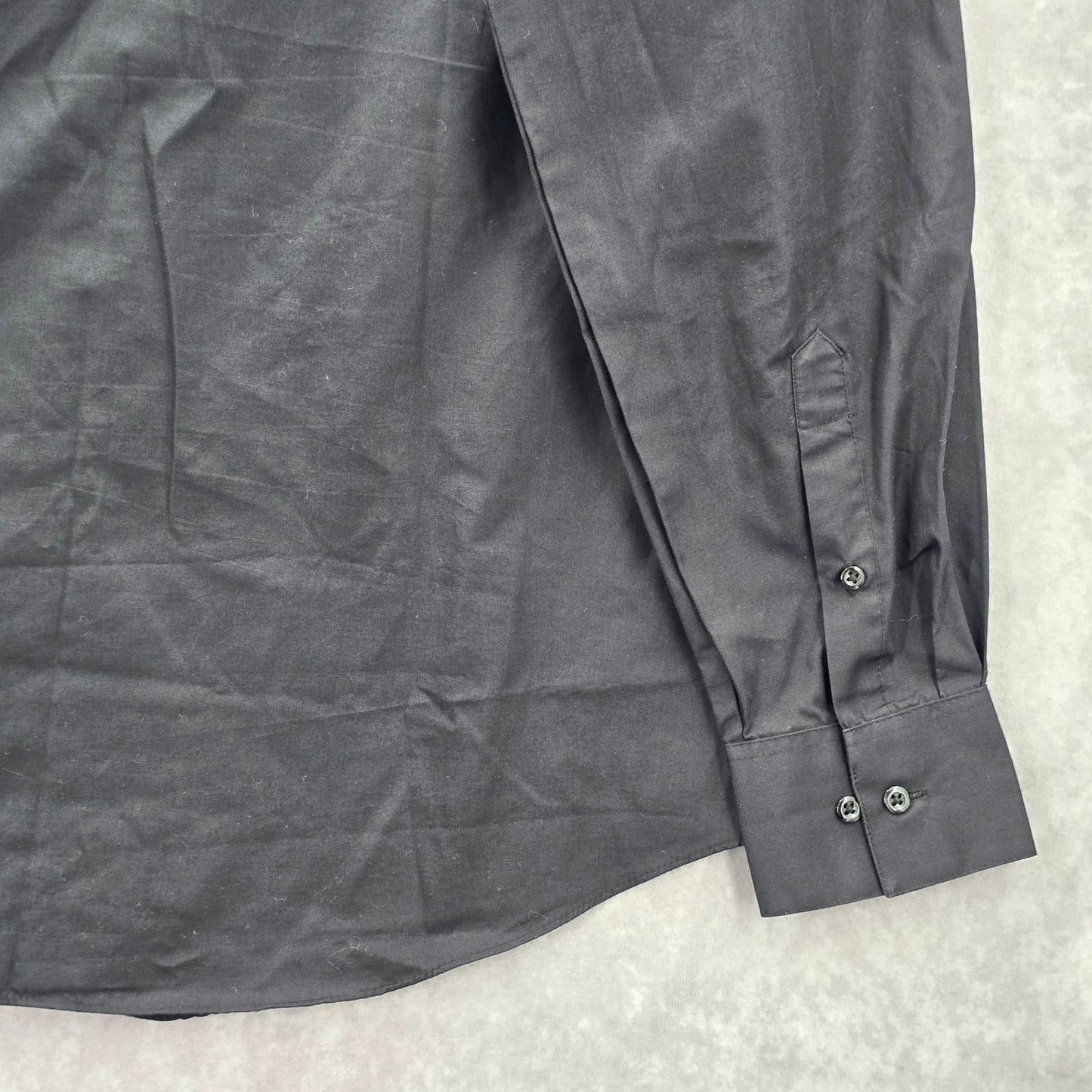 Van Heusen Black Fitted Button Down Long Sleeve Mens Preppy Work Shirt Large