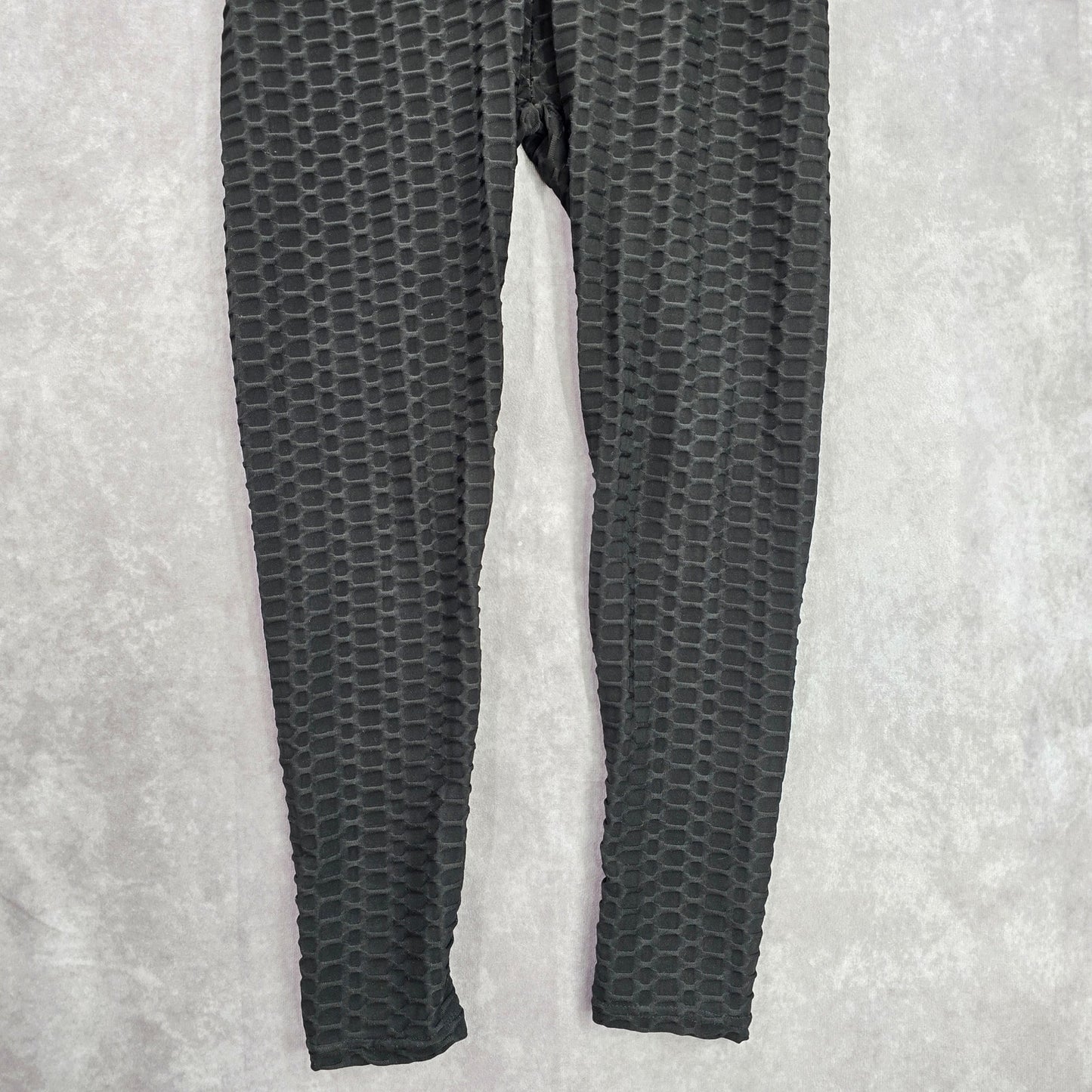 Black Honeycomb Scrunch Activewear Legging Yoga Pants Bottoms Small