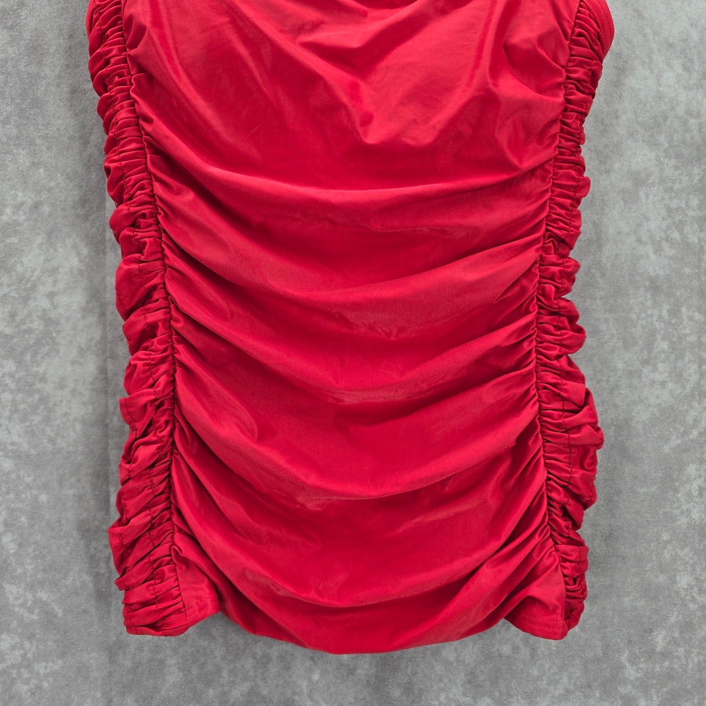 DKNY Red Scrunch Ruched Padded Swimwear Tankini Tank Top S Small