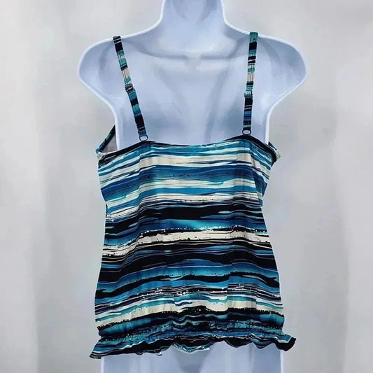 Silhouette Solution Blue Padded Bra Adjustable Tankini Top Swimwear 10