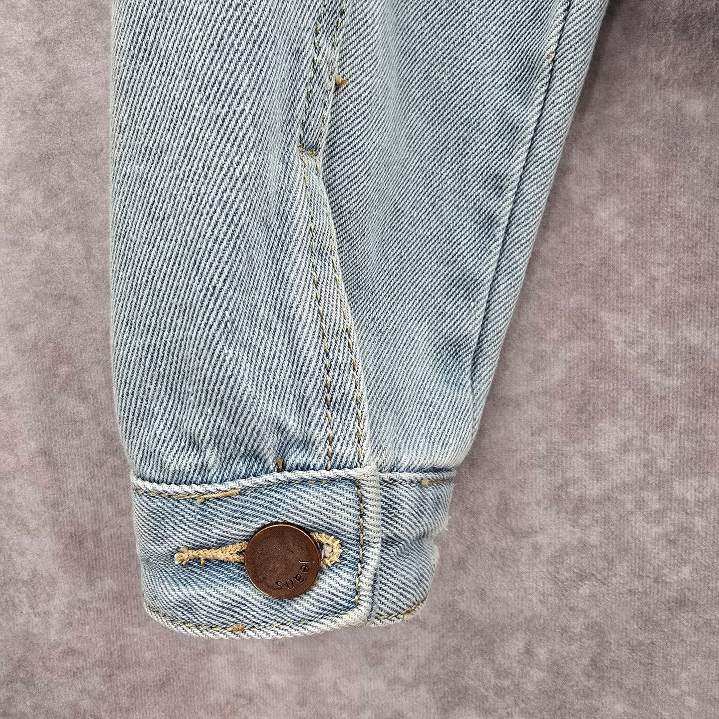 Blue Wash Raw Jeans Denim Distress Button Jacket Small