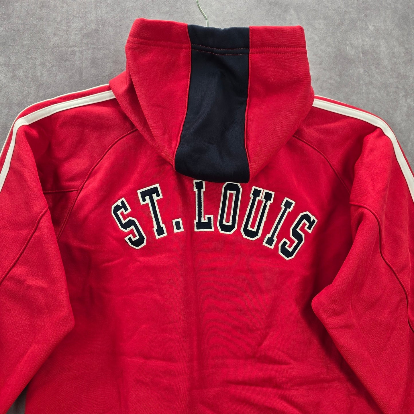 Adidas Red Blue St Louis Pullover Sweater Boys Youth Junior Hoodie Medium 10/12
