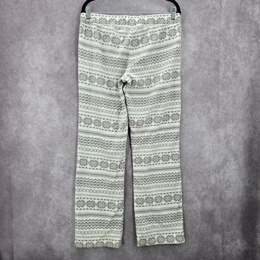 Old Navy White Gray Fleece Snowflake Sleep Pajama Bottoms Pants M Medium