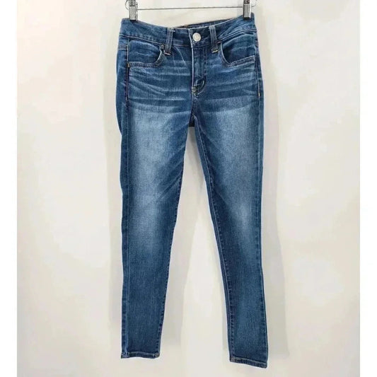 American Eagle Outfitters Super Stretch Blue Jeans Girls Junior Jegging 0 Short