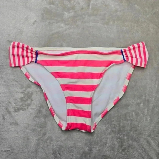 Gianni Bini Pink Stripped Bikini Bottom Swimwear Swimsuit Size Large