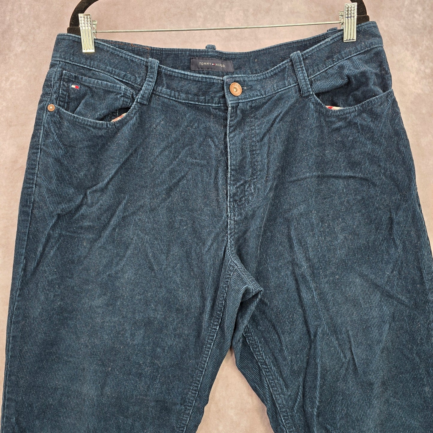 Tommy Hilfiger Blue Corduroy Vintage Preppy Pants Formal Bottoms Men's 36x30