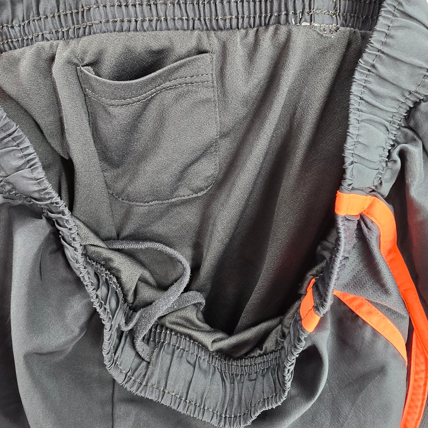 Gray Orange Stripe Running Jogger Athletic Active Shorts Bottoms Pants Medium