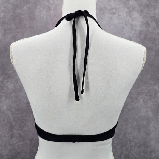 Aerie Black Padded Halter Knot String Brooke Bra Bikini Top 32B