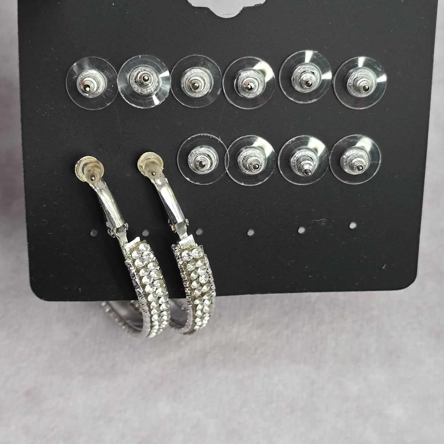 Silver Bow Hoop Stud Rhinestone Pearl Dangle Fashion Jewelry Earrings NWT JB2-76